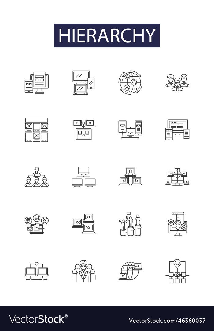 Hierarchy Line Icons And Signs Structure Vector Image