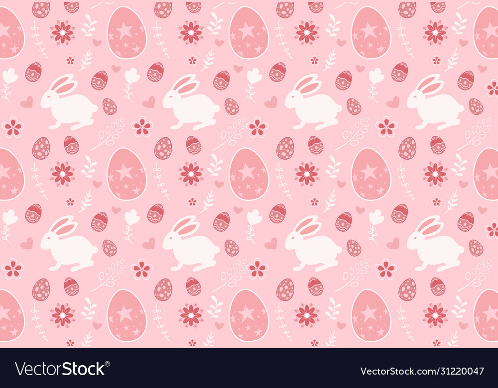 Cute Seamless Pattern With Rabbit Cartoon Vector Image