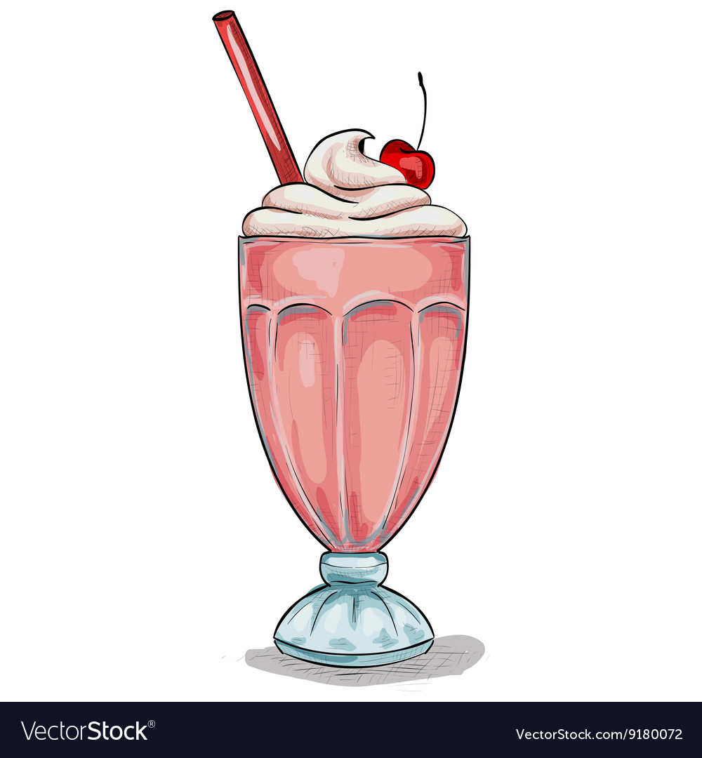 Milk Shake Cocktail Color Picture Sticker Vector Image