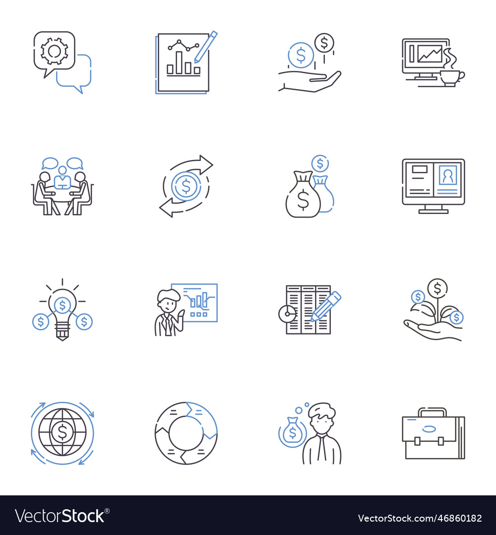 Fiscal Planning Line Icons Collection Budgeting Vector Image