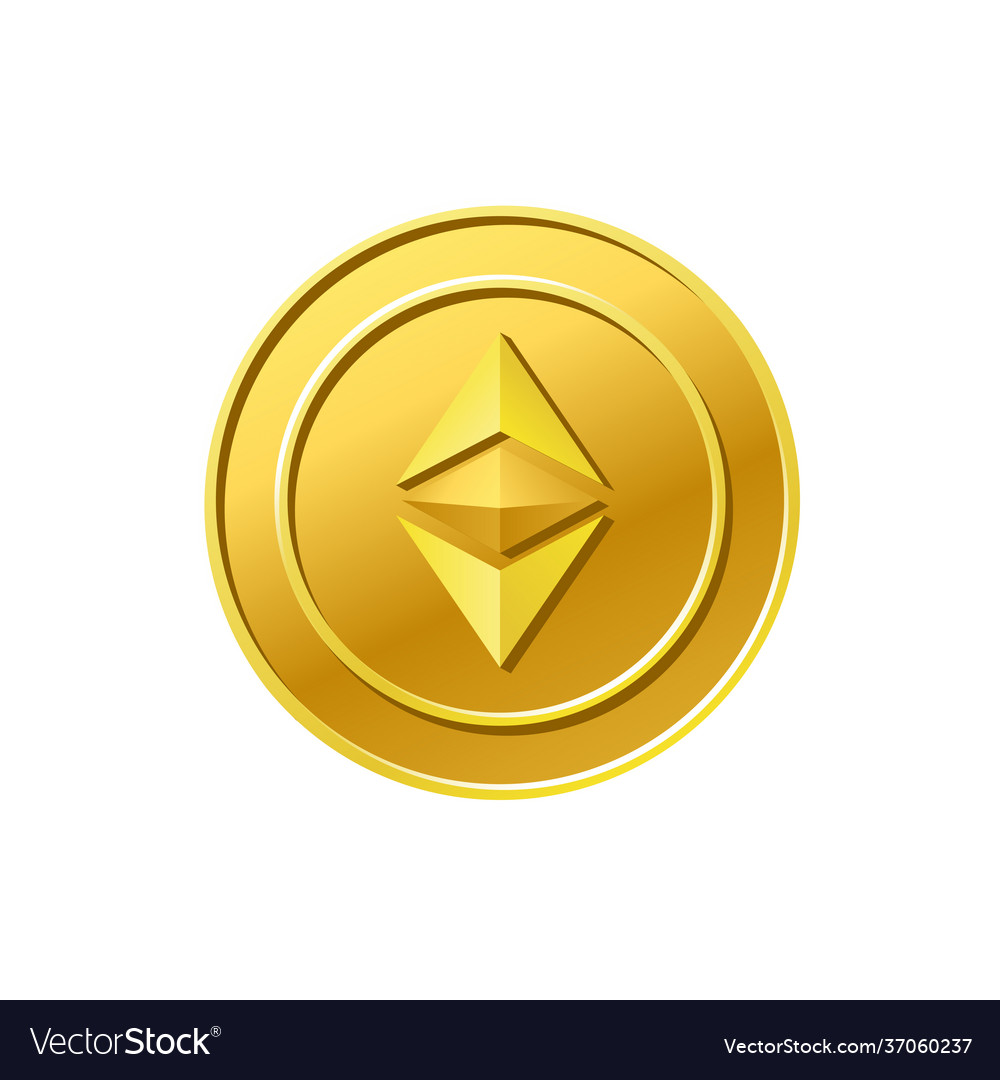 Ethereum Classic Crypto Currency Golden Coin Icon Vector Image