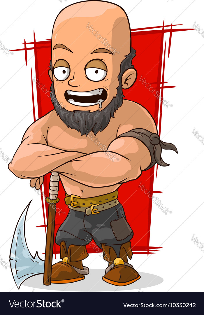 Cartoon Big Executioner With Axe Royalty Free Vector Image