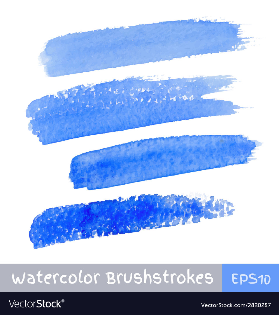 Set Blue Watercolor Brush Strokes Royalty Free Vector Image