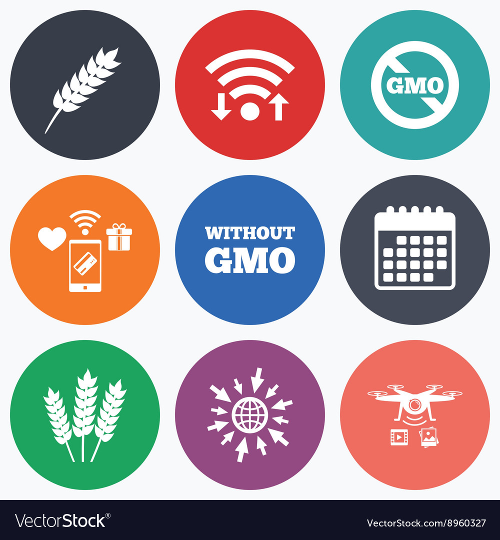 Agricultural Icons Gmo Free Symbols Royalty Free Vector