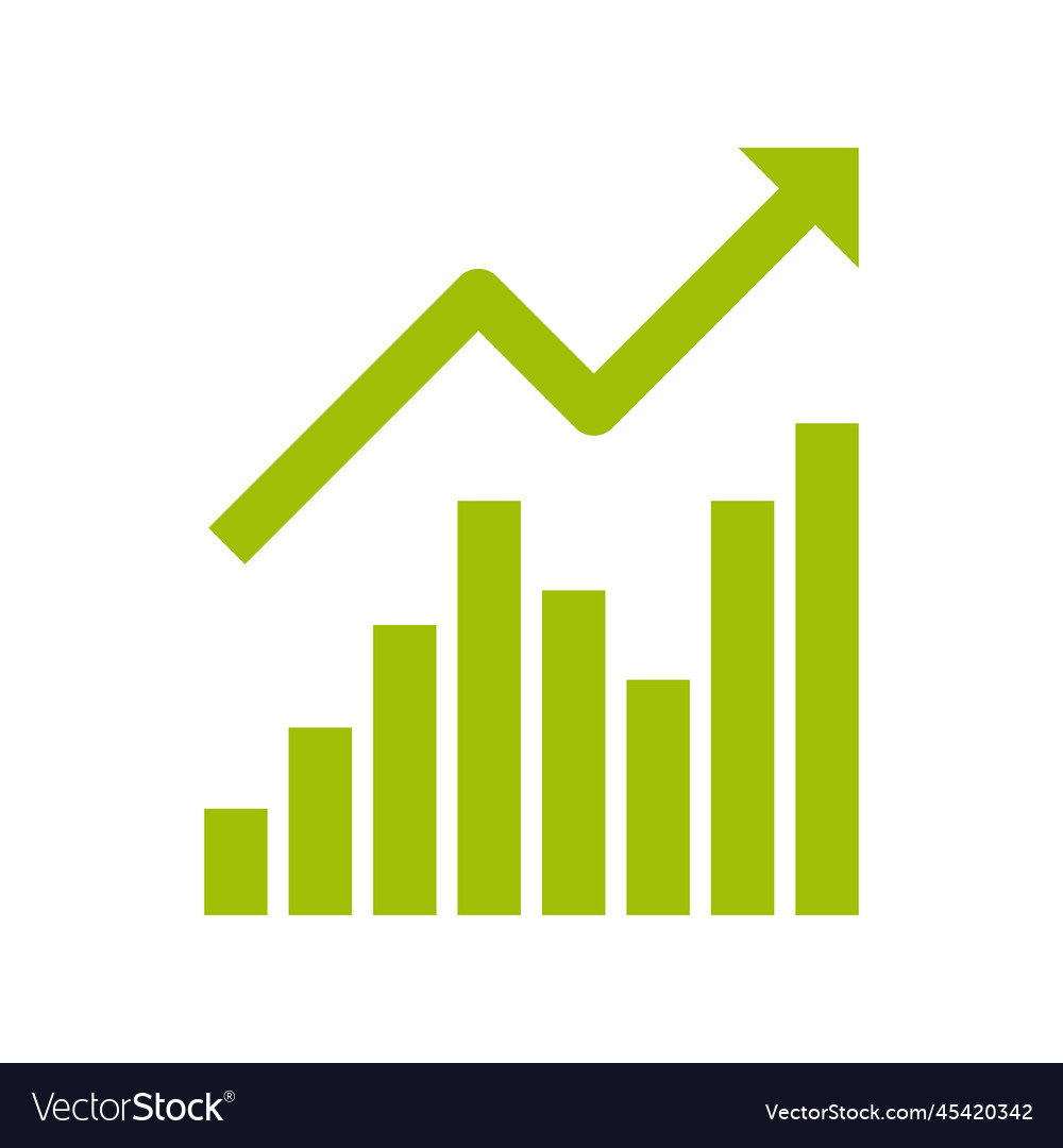 Economy Growth Icon Growing Bar Graph Royalty Free Vector