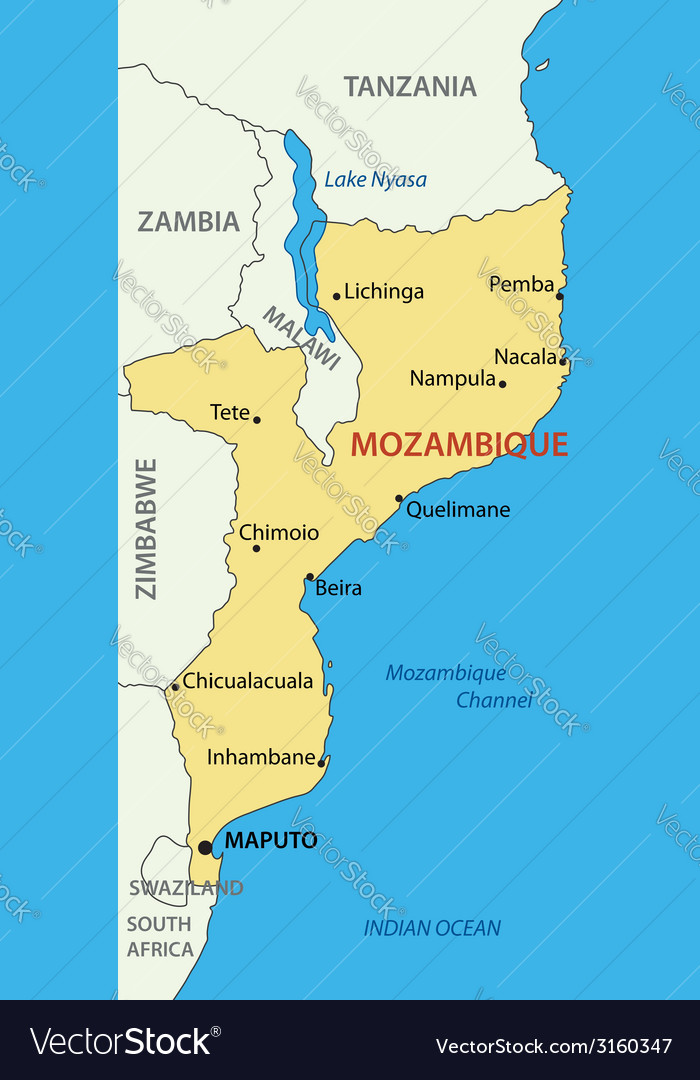 Republic Of Mozambique Map Royalty Free Vector Image