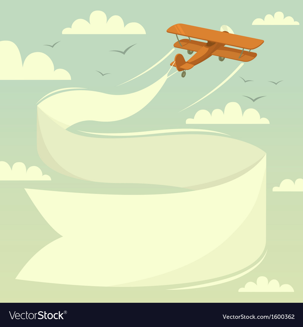 Biplane With Banner Royalty Free Vector Image VectorStock