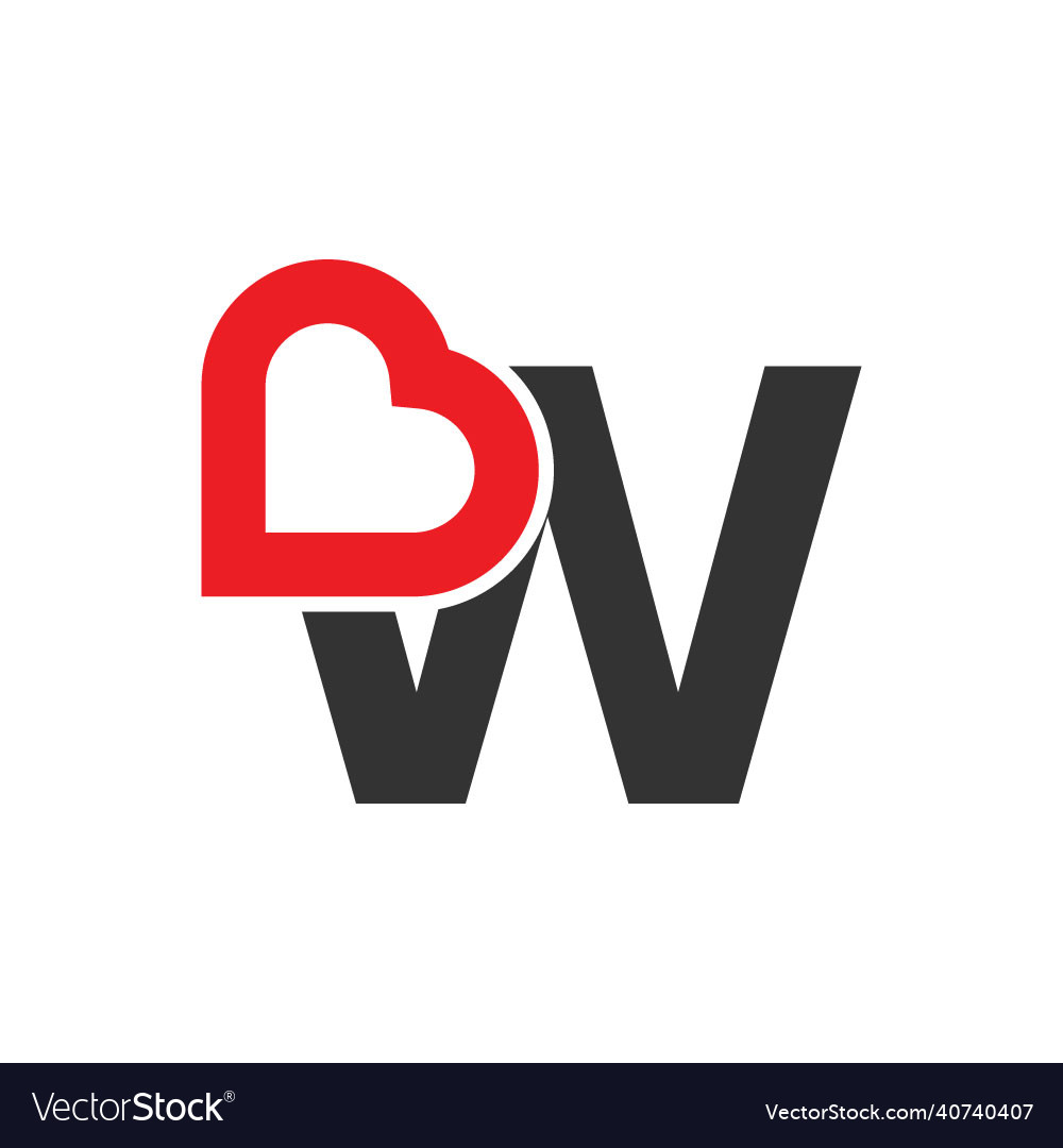 Logo Heart Letter W Beautiful Love Royalty Free Vector Image