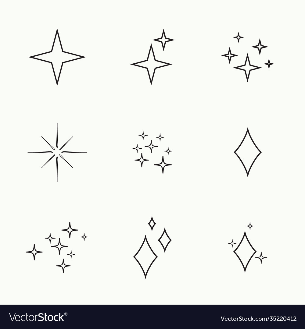 Set Stars Sparkle Royalty Free Vector Image Vectorstock