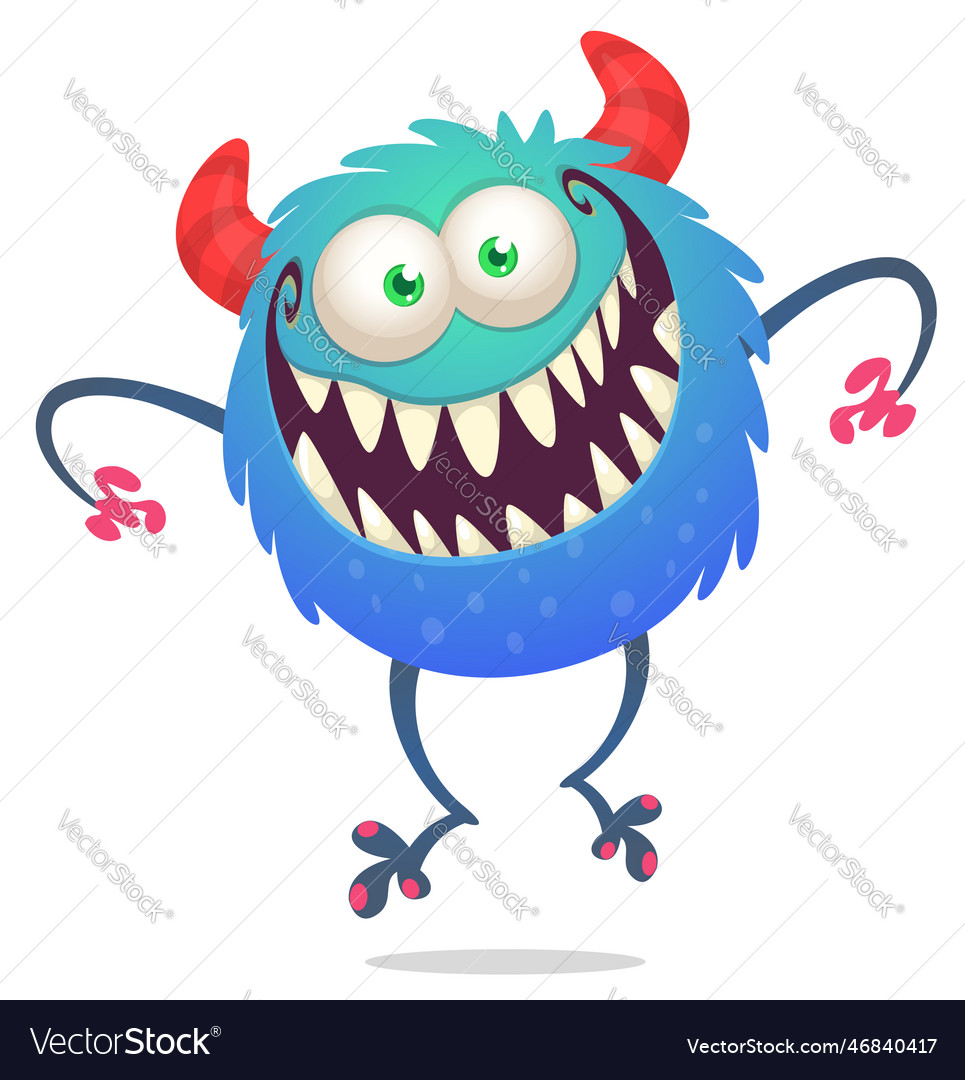 Funny Cartoon Smiling Monster Creature Halloween Vector Image