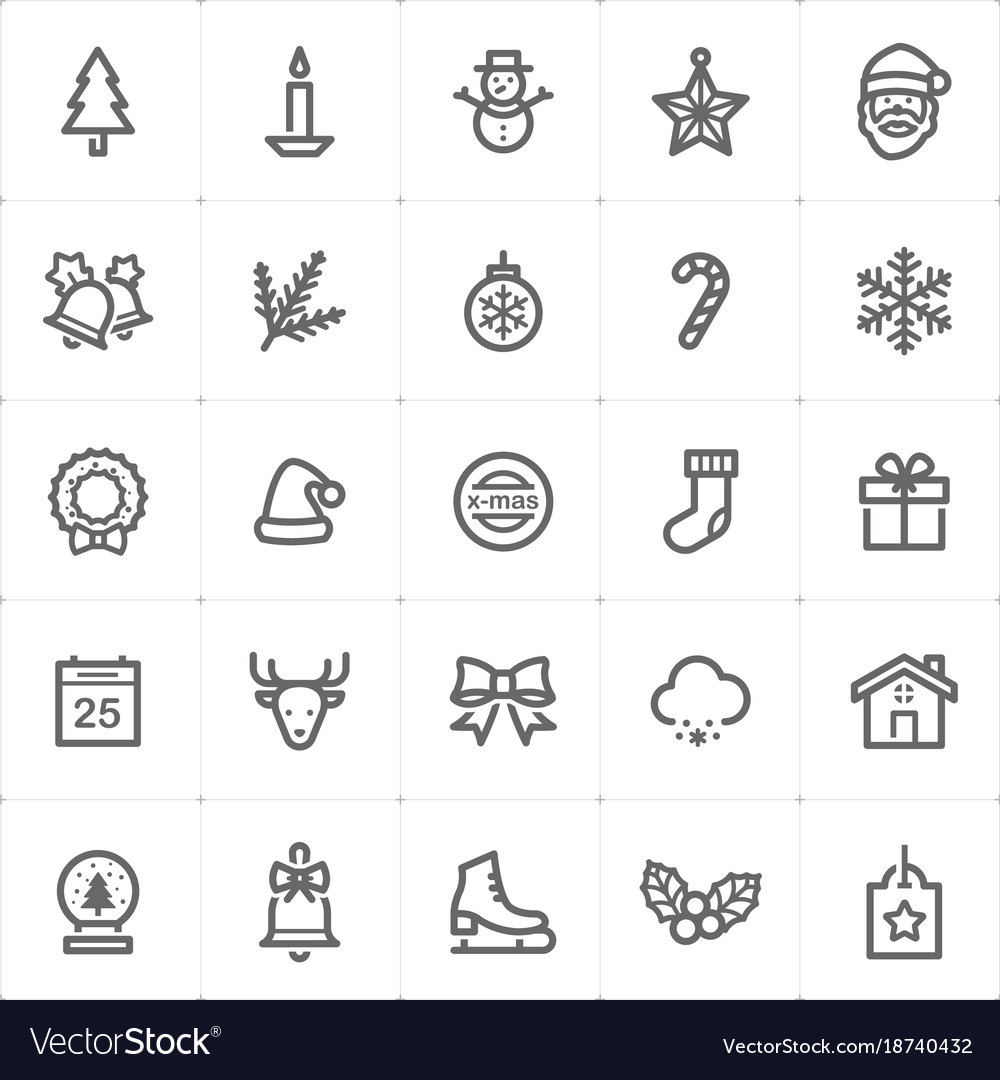 Mini Icon Set Christmas Royalty Free Vector Image