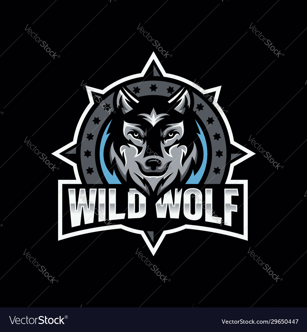 Wild Wolf Esport Mascot Logo Design Royalty Free Vector