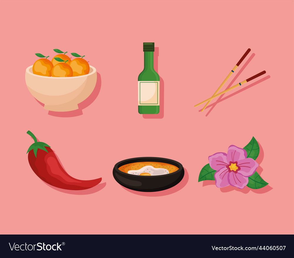 Traditional Korean Culture Icons Royalty Free Vector Image