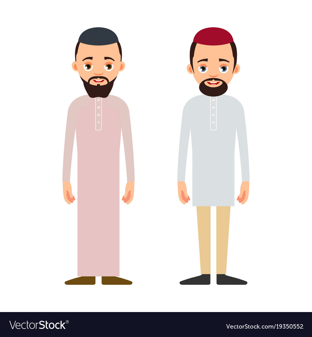 Muslim Man Or Arab Cartoon Character Stand Vector Image