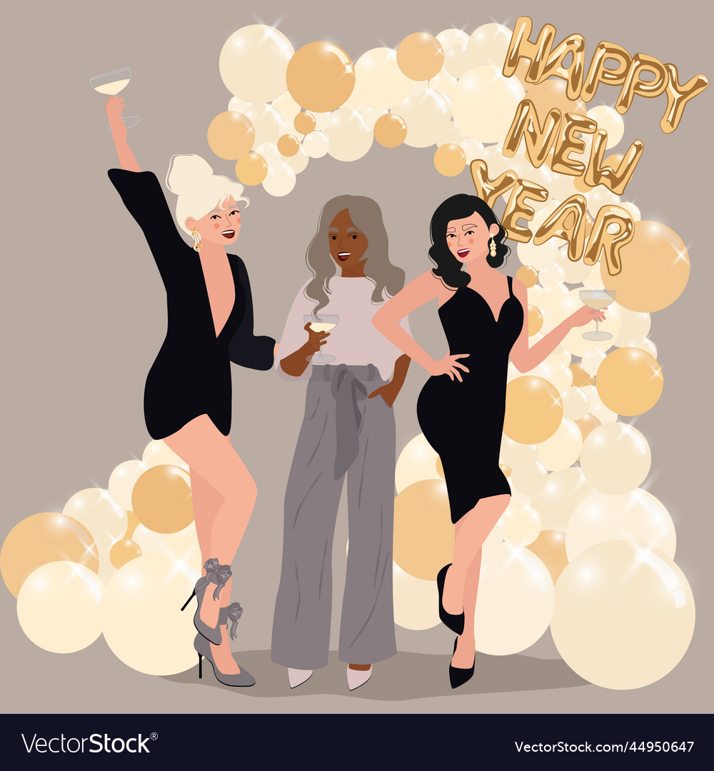 Happy People Celebrate New Year Party Vector Image