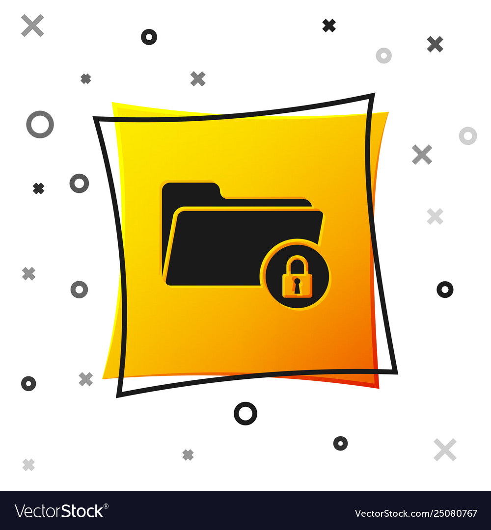 Black Folder And Lock Icon Isolated On White Vector Image