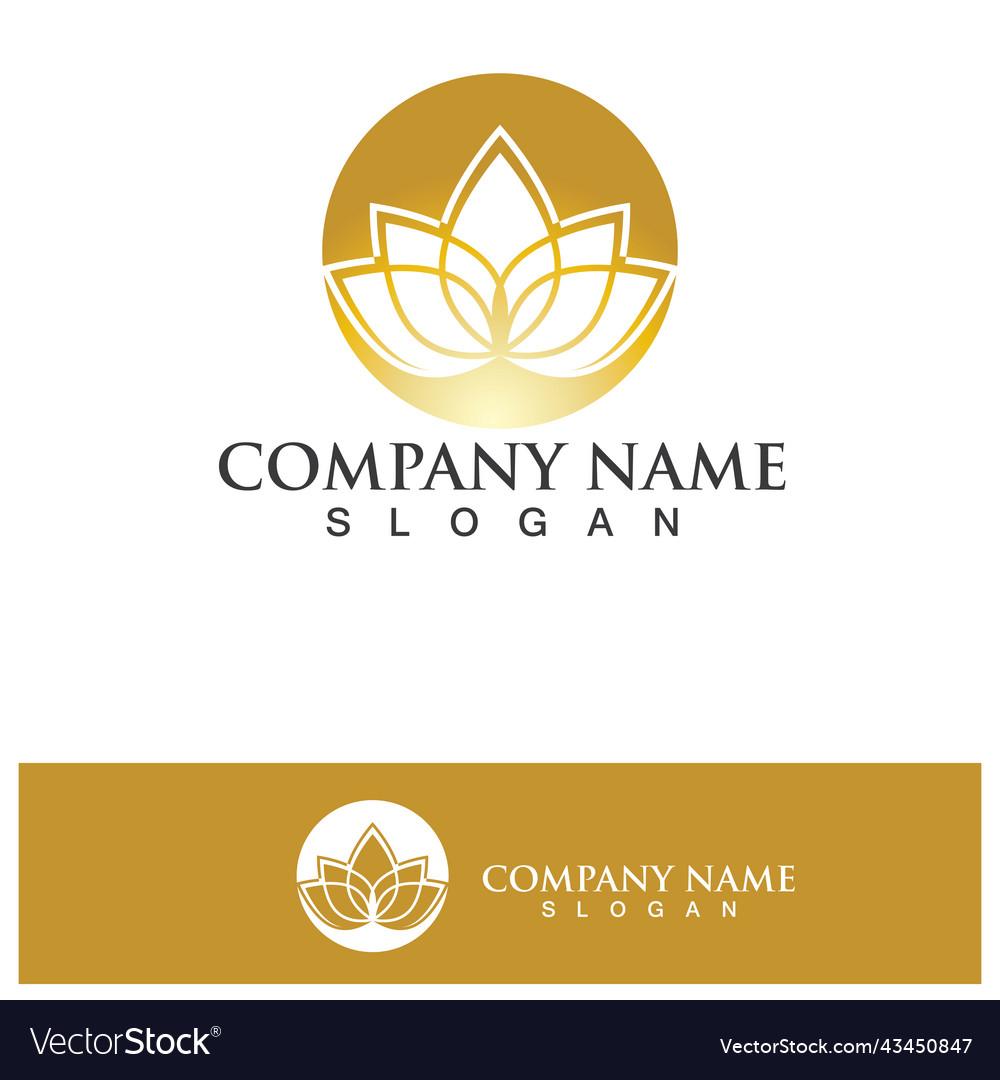 Golden Lotus Flower Logo Design Template Of Lotus Vector Image