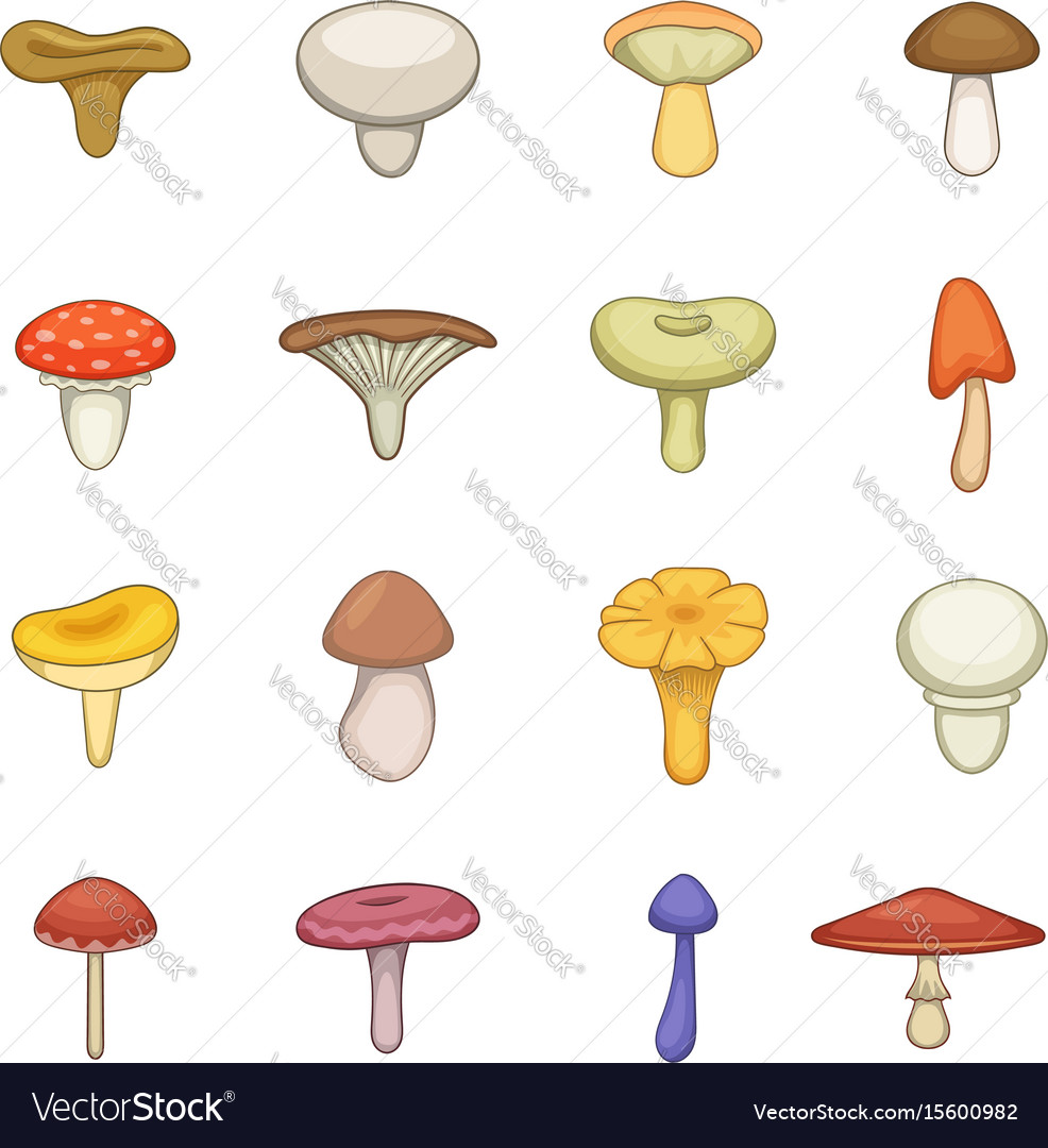 Mushroom Icons Set Cartoon Style Royalty Free Vector Image