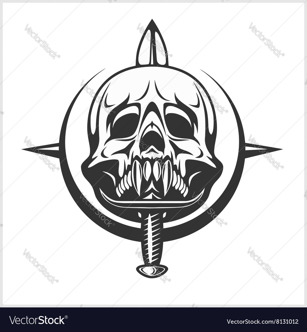 Military Skull Chevron With Daggers Royalty Free Vector