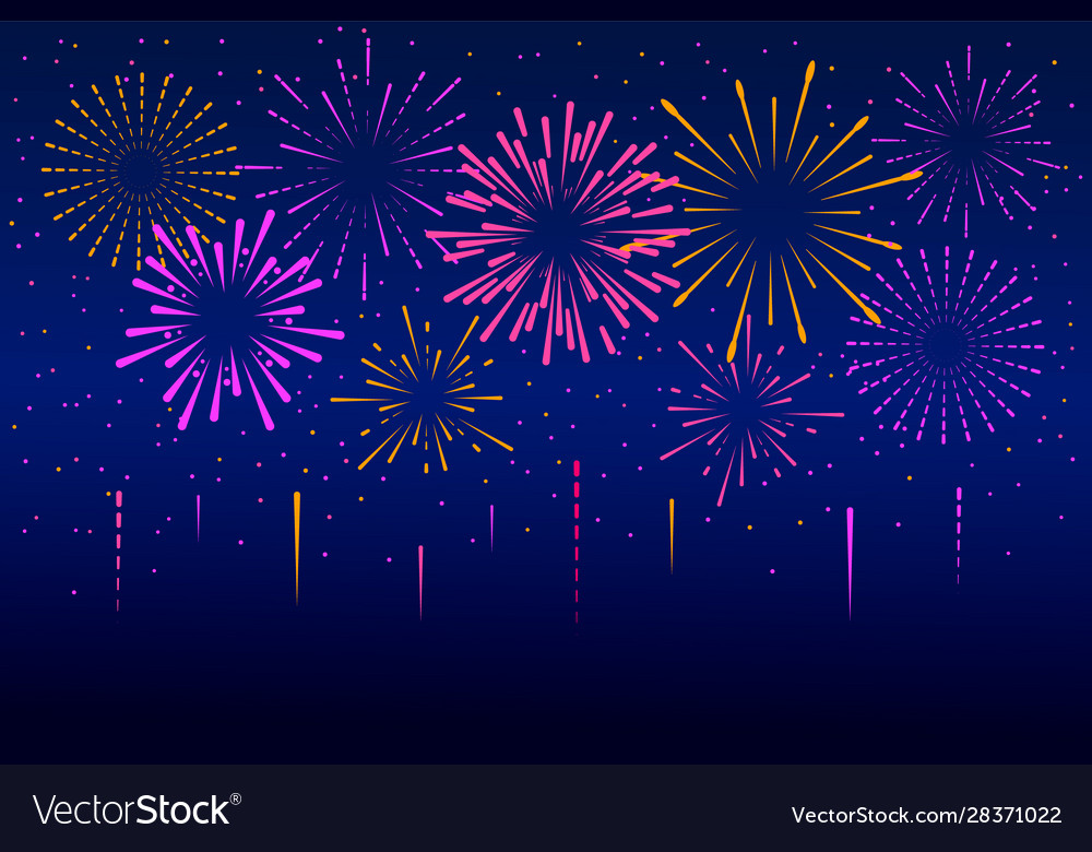 New Year Fireworks Decoration Royalty Free Vector Image