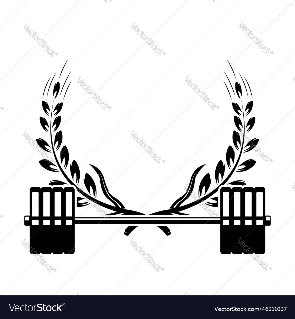 Emblem Template With Barbell And Wreath Design Vector Image