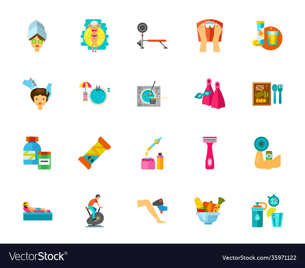 Health And Beauty Icon Set Royalty Free Vector Image