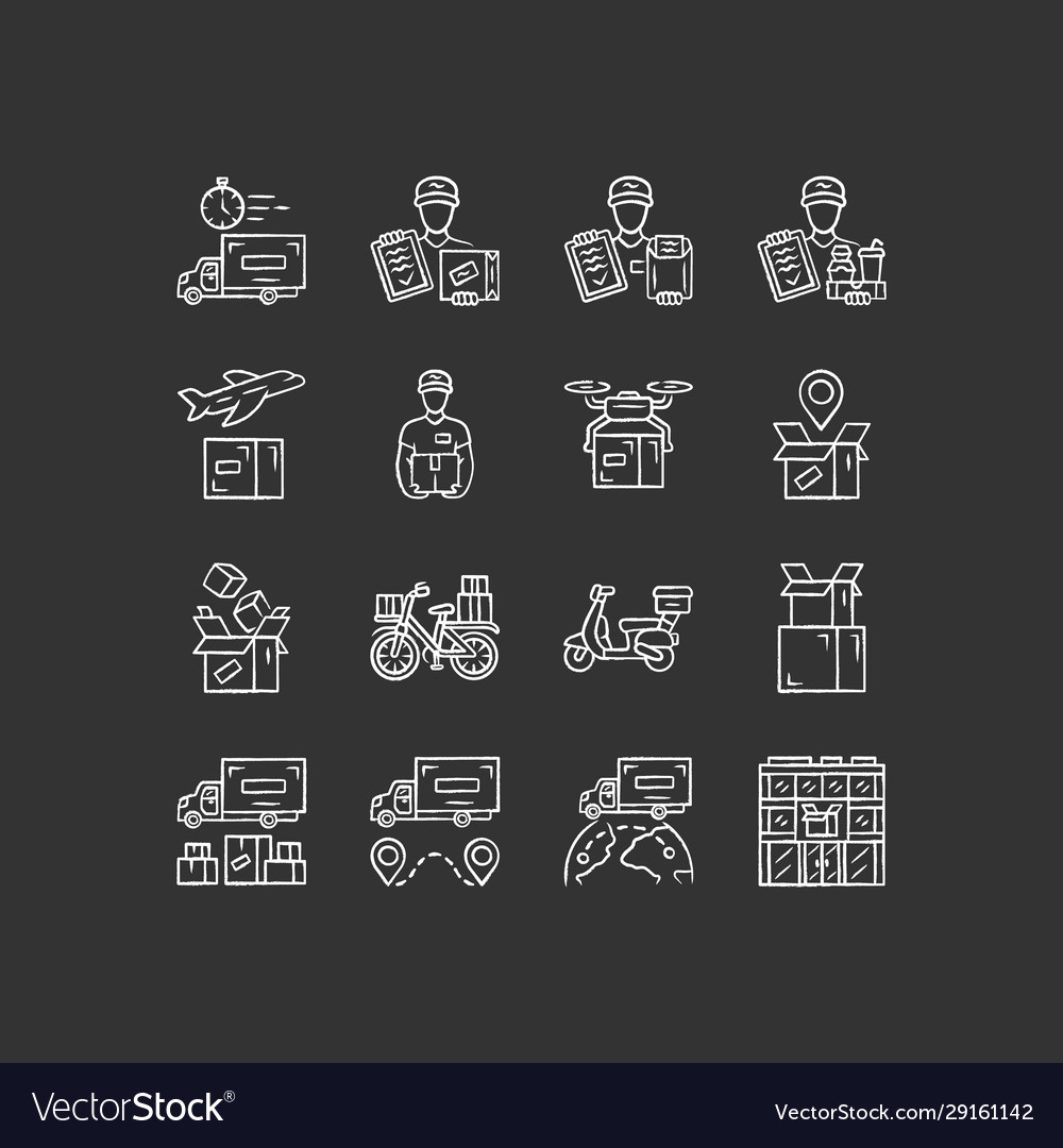 Delivery Chalk Icons Set Express Goods Shipping Vector Image