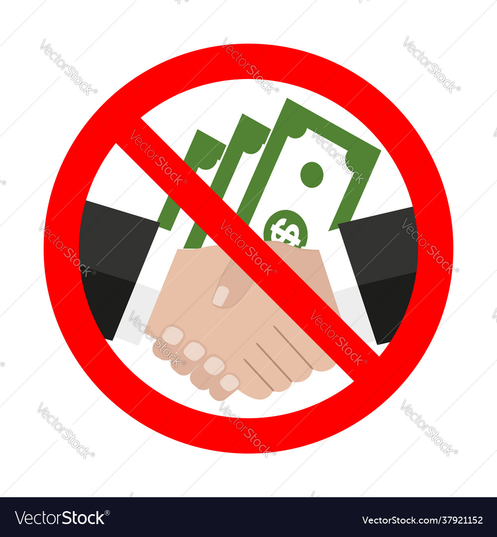 No Corruption Sign Royalty Free Vector Image Vectorstock