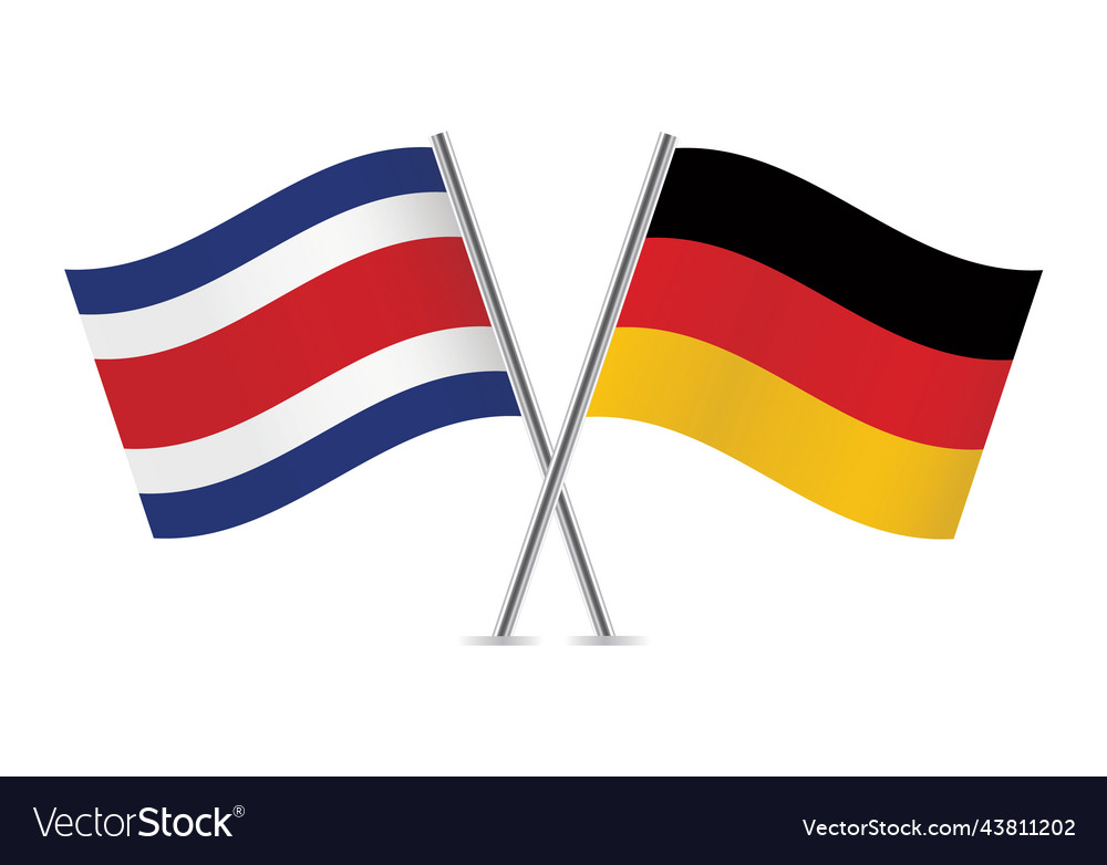 Costa Rica And Germany Crossed Flags Royalty Free Vector