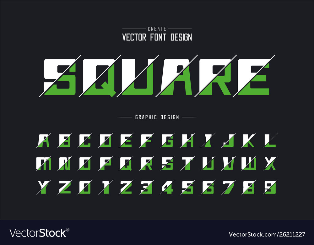 Sliced Bold Font And Alphabet Square Typeface Vector Image