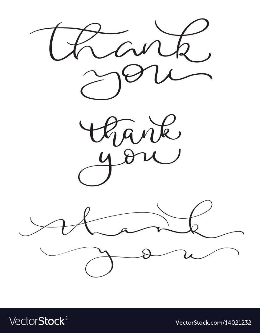 Set Of Hand Drawn Thank You Text On White Vector Image