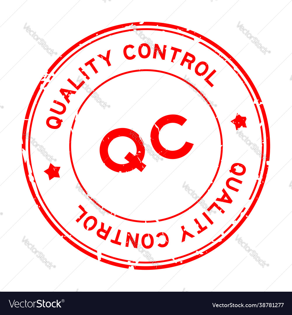 Grunge Red Qc Quality Control Word Round Rubber Vector Image