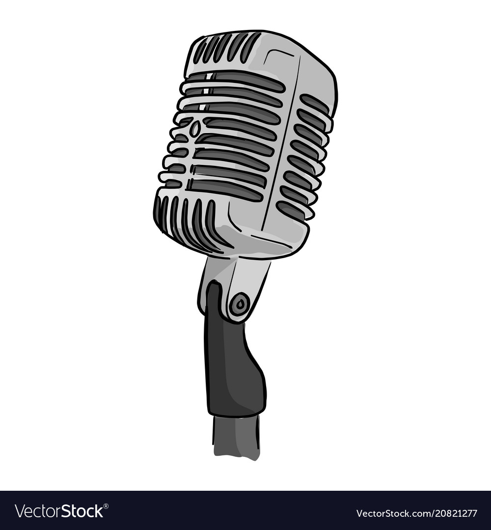 Retro Style Classic Microphone With Word On Vector Image