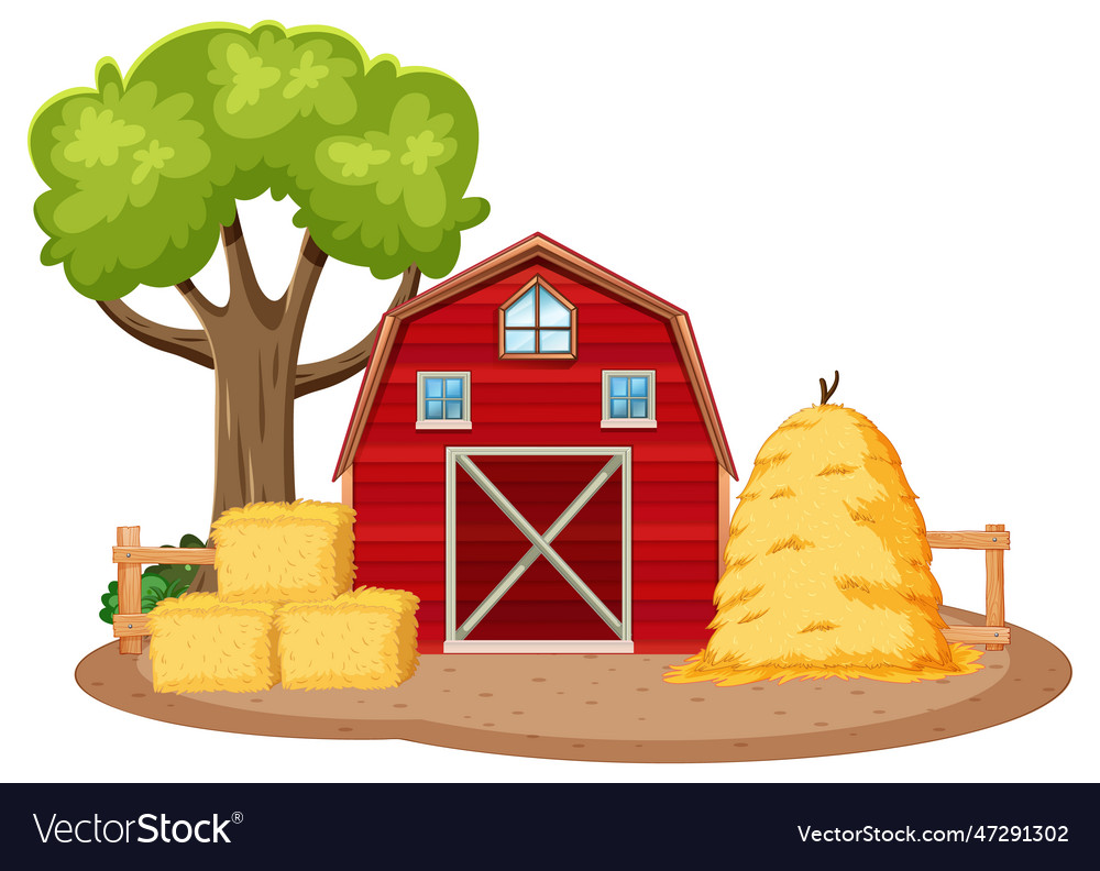 Farm Barn With Hay Bales Royalty Free Vector Image