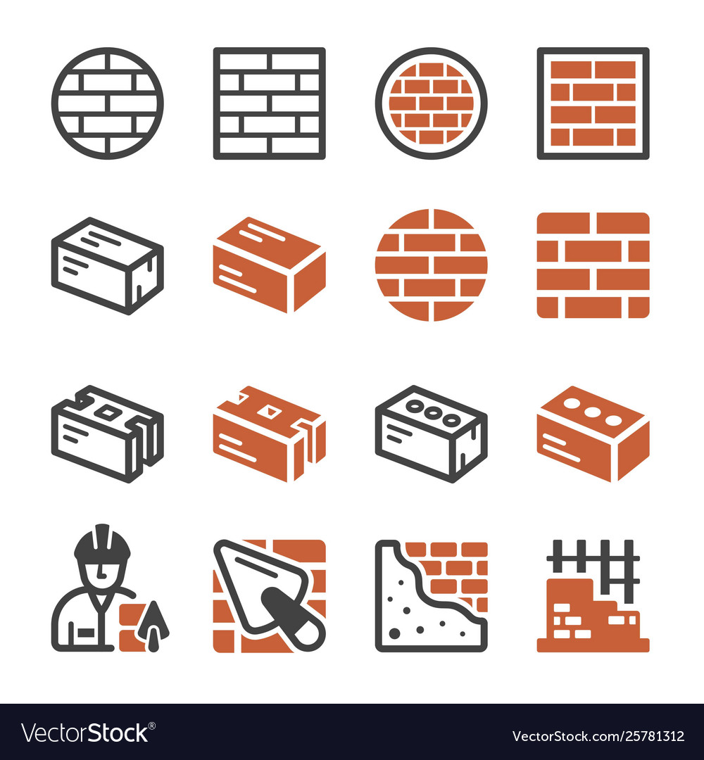 Brick Icon Set Royalty Free Vector Image VectorStock