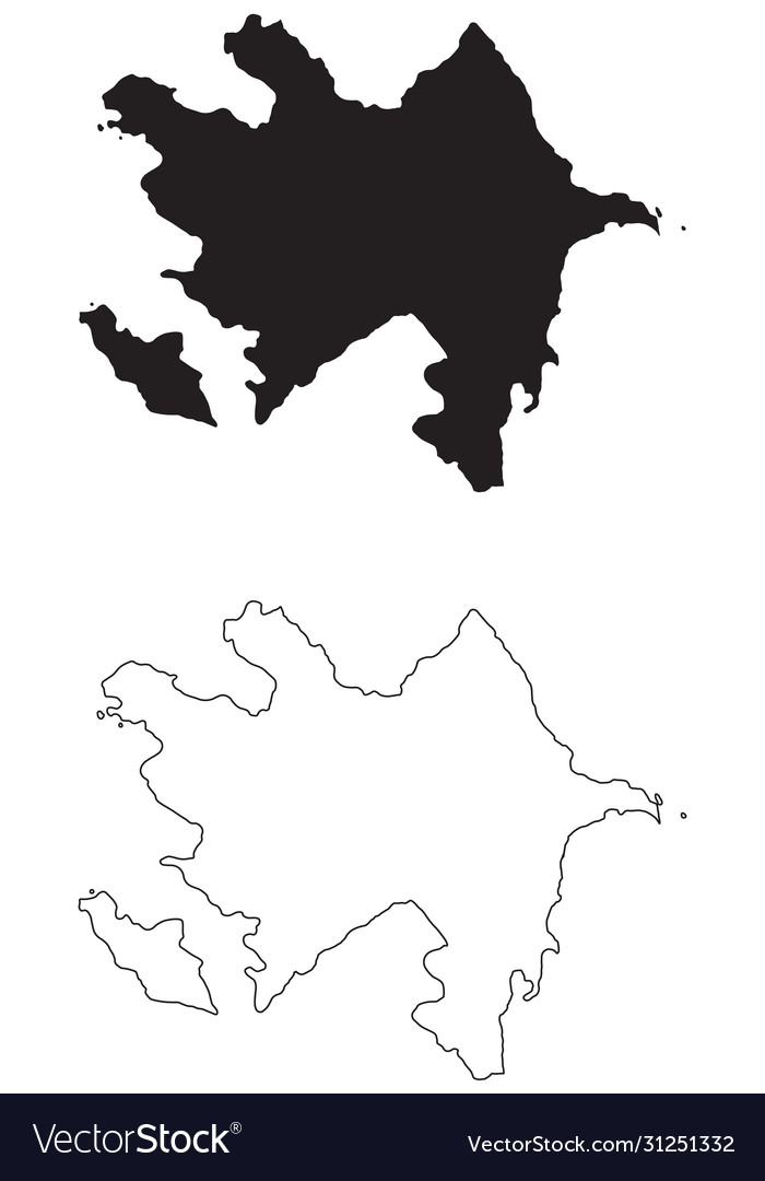 Azerbaijan Country Map Black Silhouette Royalty Free Vector