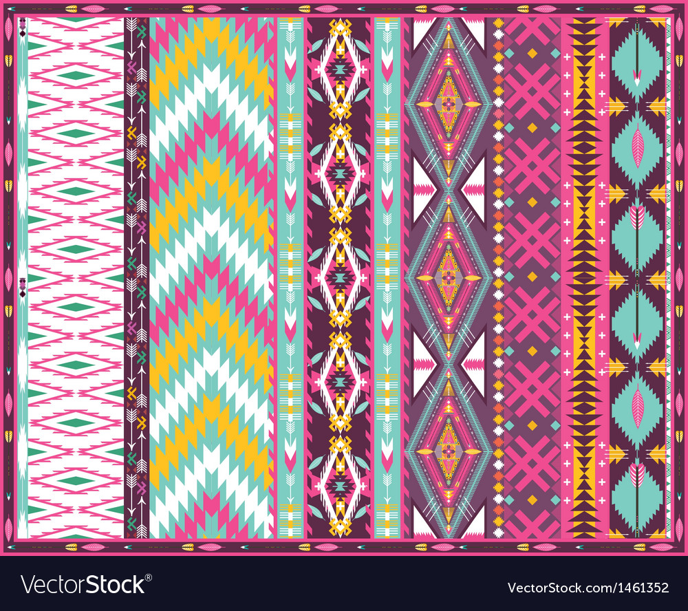 Seamless Colorful Aztec Geometric Pattern Vector Image