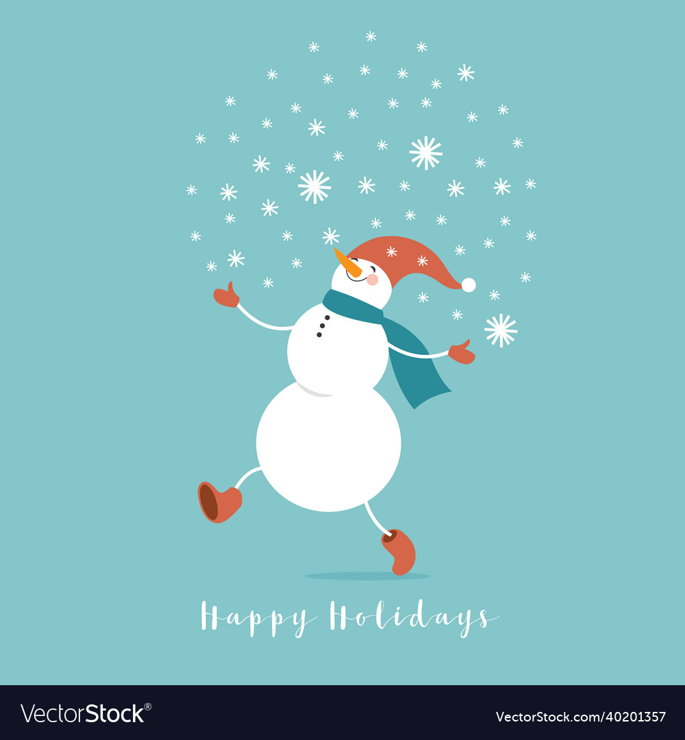 Christmas Card Cute Funny Snowman Royalty Free Vector Image