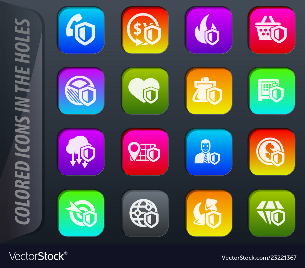 Insurance Icons Set Royalty Free Vector Image VectorStock