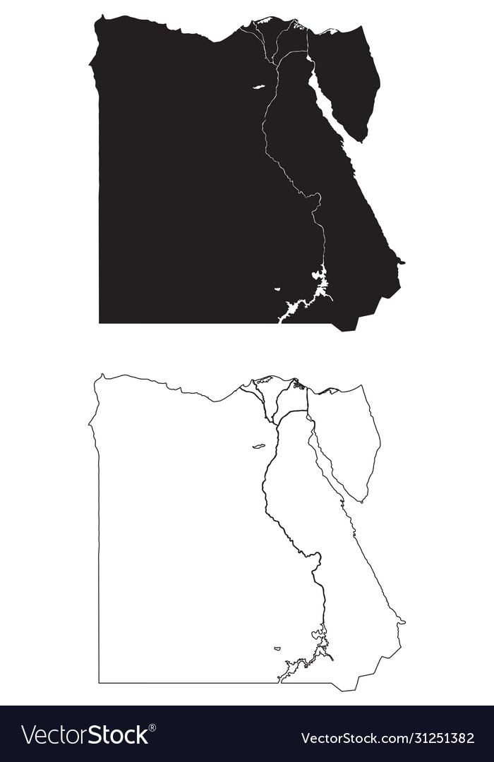 Egypt Country Map Black Silhouette And Outline Vector Image