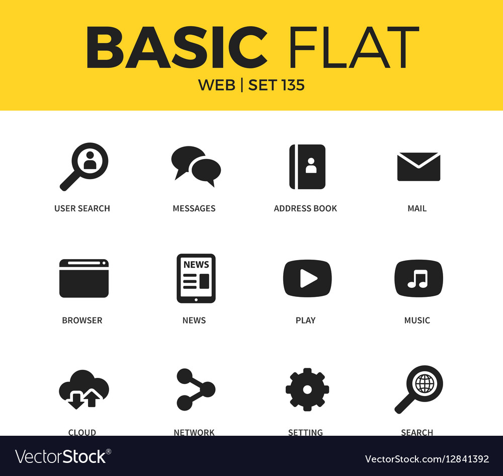 Basic Set Web Icons Royalty Free Vector Image VectorStock