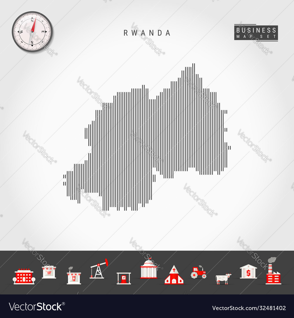 Vertical Lines Map Rwanda Striped Silhouette Vector Image