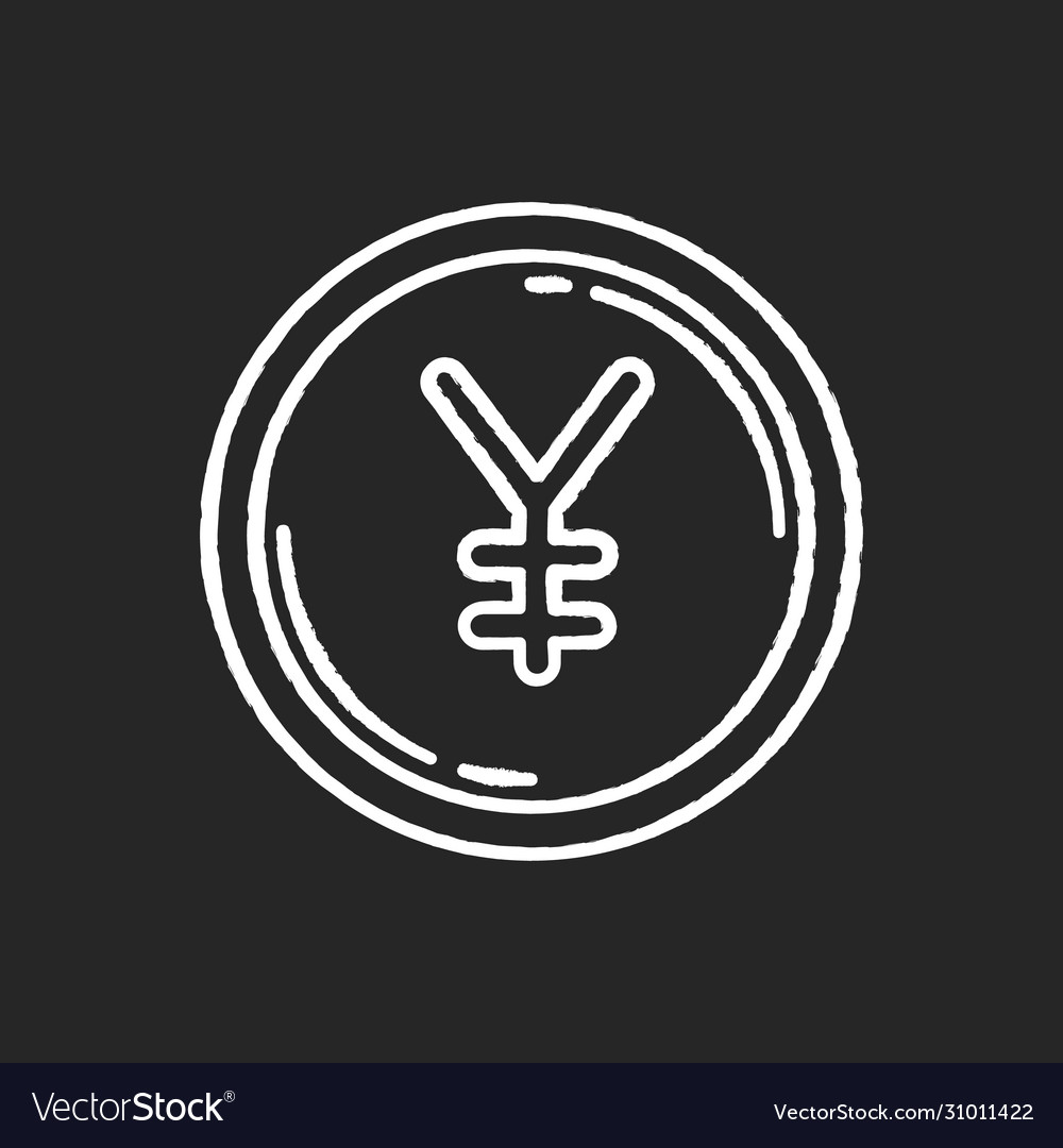 Japanese Yen Chalk White Icon On Black Background Vector Image