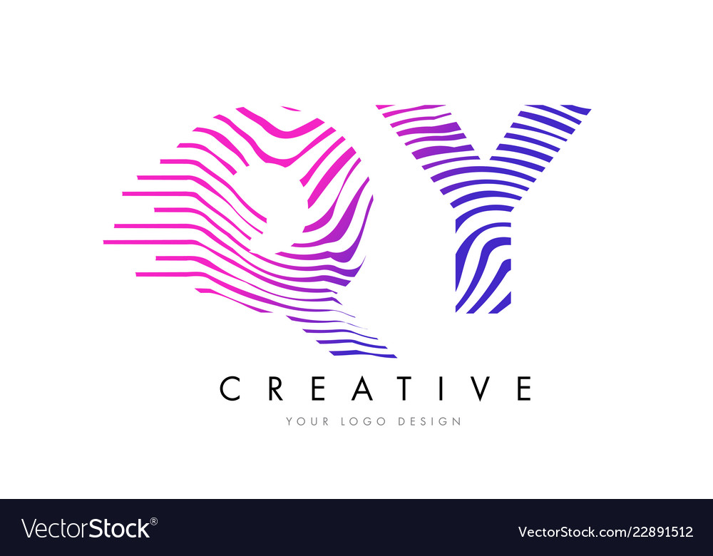 Qy Q Y Zebra Lines Letter Logo Design Royalty Free Vector