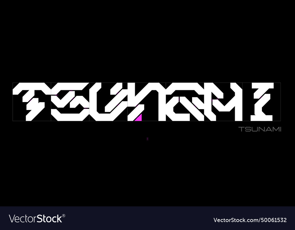 Cyberpunk Style Inscription Tsunami Futuristic Vector Image