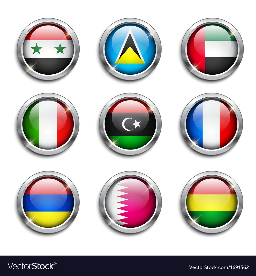 World Flags Round Buttons Royalty Free Vector Image