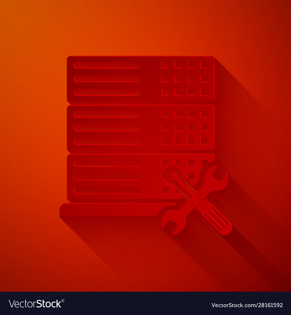 Paper Cut Database Server With Screwdriver Vector Image