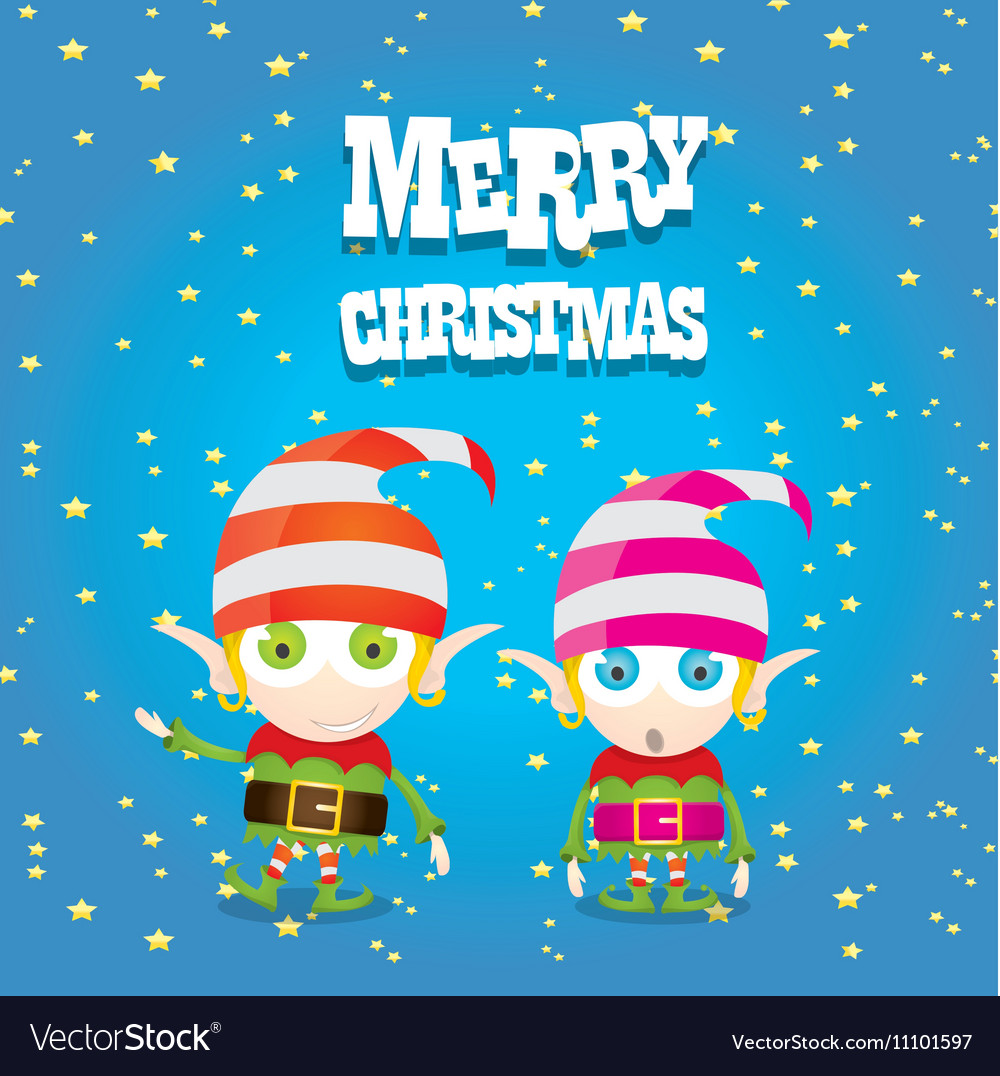 Cartoon Cute Happy Christmas Elf Royalty Free Vector Image