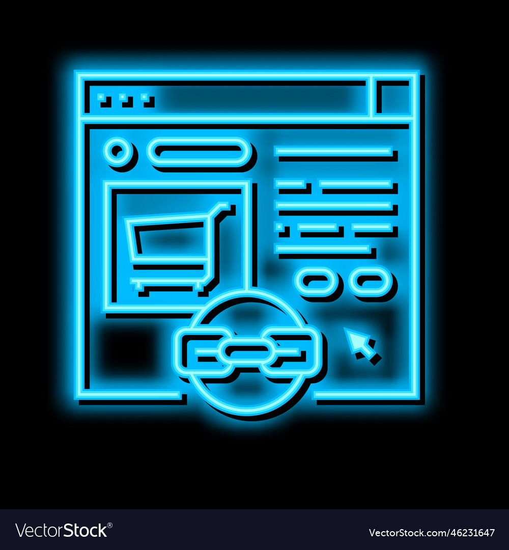 E Commerce Link Building Neon Glow Icon Royalty Free Vector