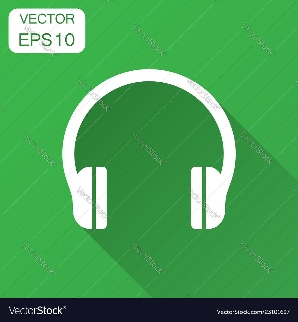 Headphone Headset Icon In Flat Style Headphones Vector Image